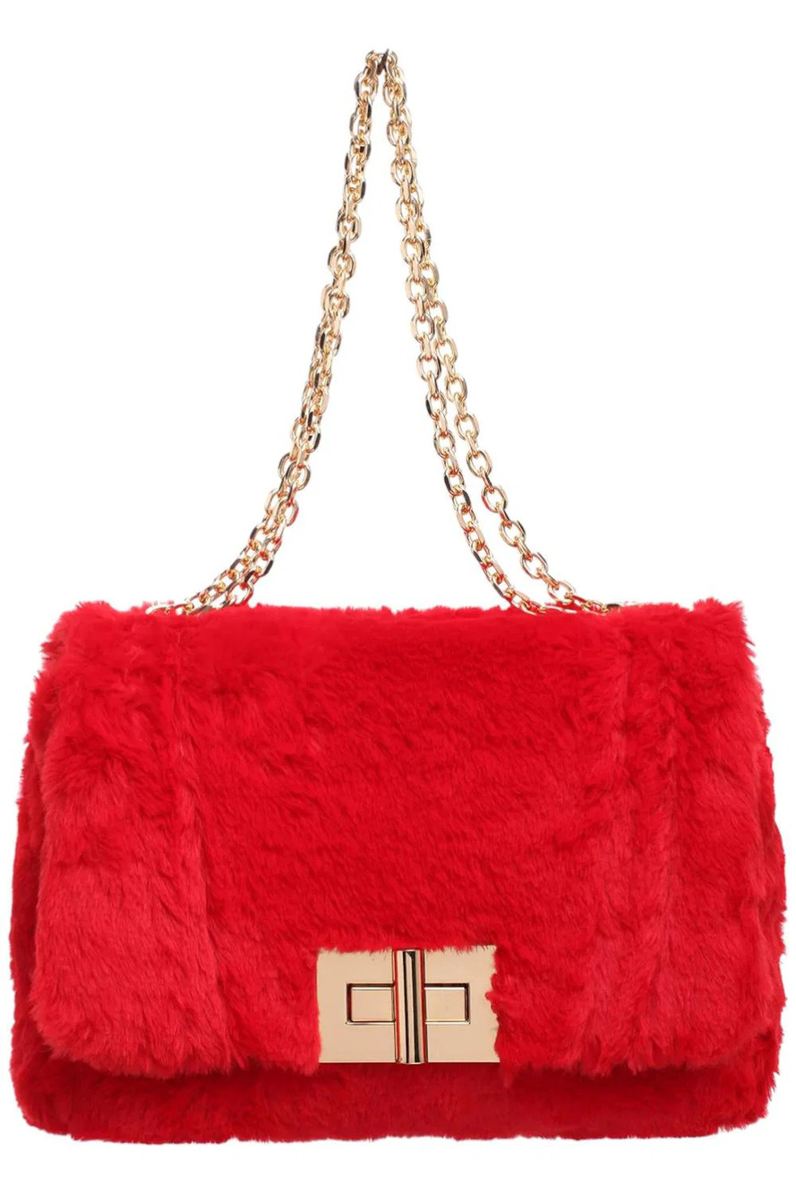 Jelavu Fur Shoulder Bag The Barney Red